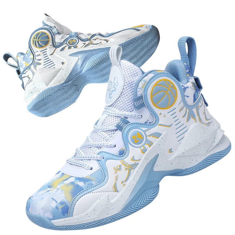 Men’s Basketball Shoes – Non-Slip, Breathable Outdoor Sneakers with Graffiti Design