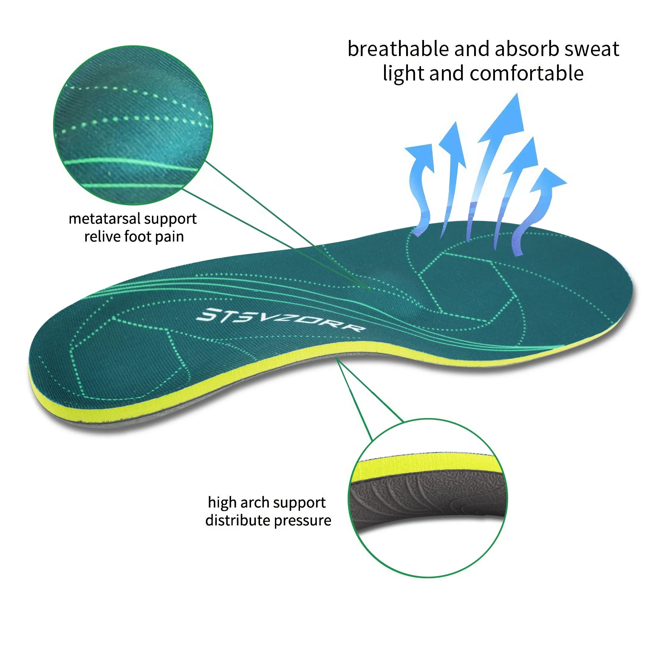 Plantar Fasciitis Relief Orthopedic Sport Insole Flat Foot High Arch Support Men Women Work Orthotic Insert Shoe Sneaker Sole