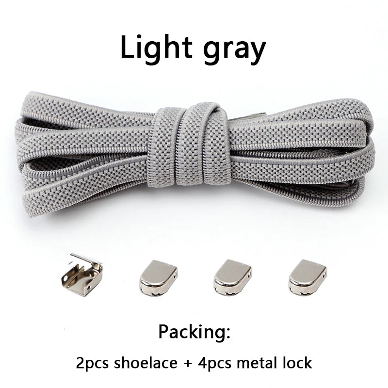 4Pcs No Tie Shoelaces Metal Buckles Elastic for Sneakers One Size Fits All Adult Quick Laces Lazy Sport Rubber Shoestrings