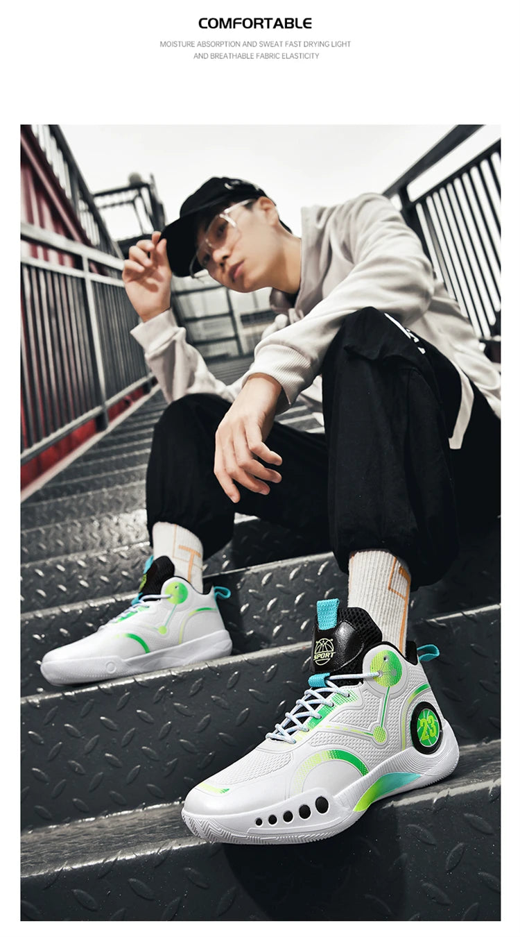 Men's Basketball Shoes Breathable Cushioning Non-Slip Wearable Sports Shoes Gym Training Athletic Basketball Sneakers for Women