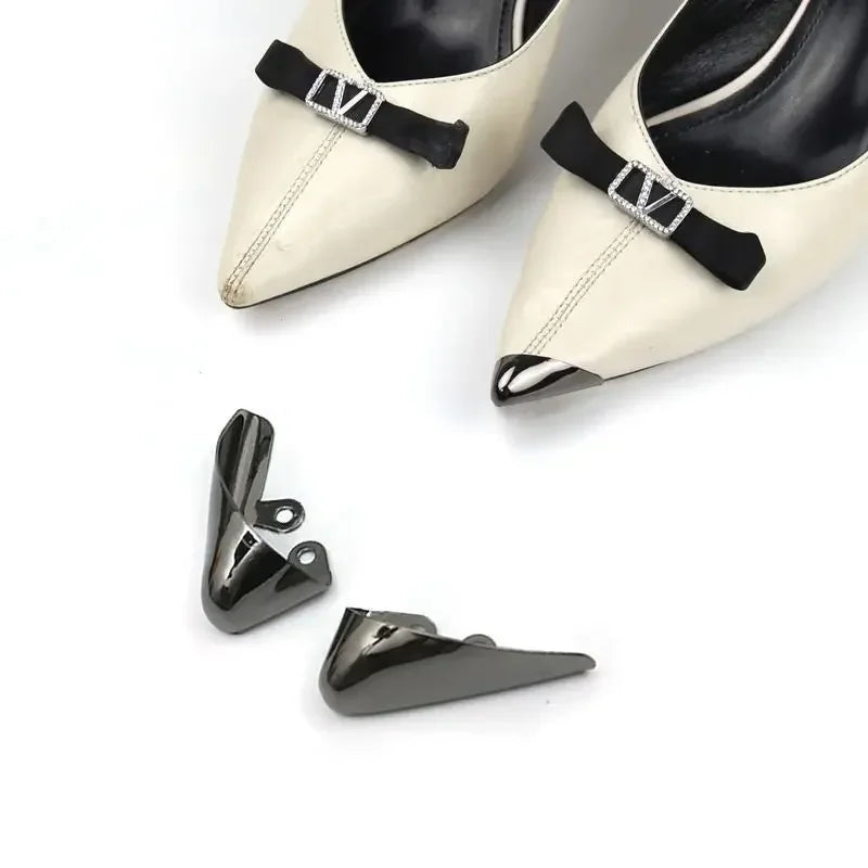 Women High Heel Metal Toe Cap Wear and Tear Concealer Anti-kicking Leather Shoes Point Protector Flat Shoe Tips Cap Accessorices