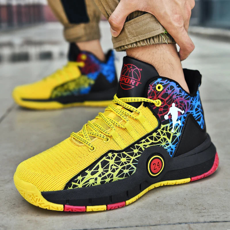 Basketball Shoes Men Field Training Non-slip High-top Luxyry Design Mesh Breathable Sneakers Pro Basketball Boots