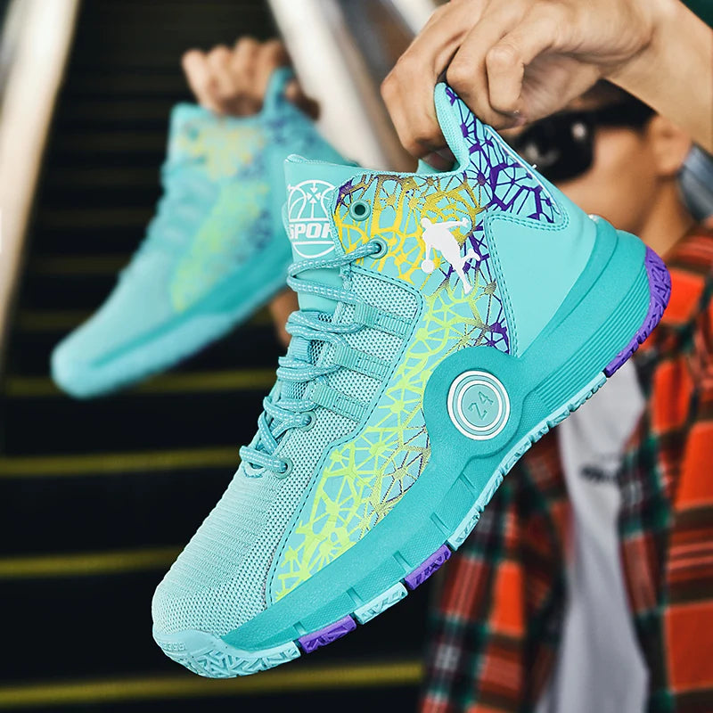 Basketball Shoes Men Field Training Non-slip High-top Luxyry Design Mesh Breathable Sneakers Pro Basketball Boots