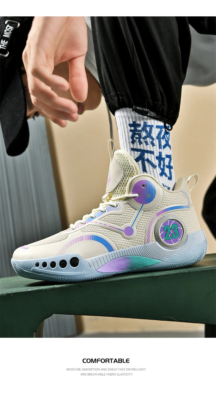 Men's Basketball Shoes Breathable Cushioning Non-Slip Wearable Sports Shoes Gym Training Athletic Basketball Sneakers for Women