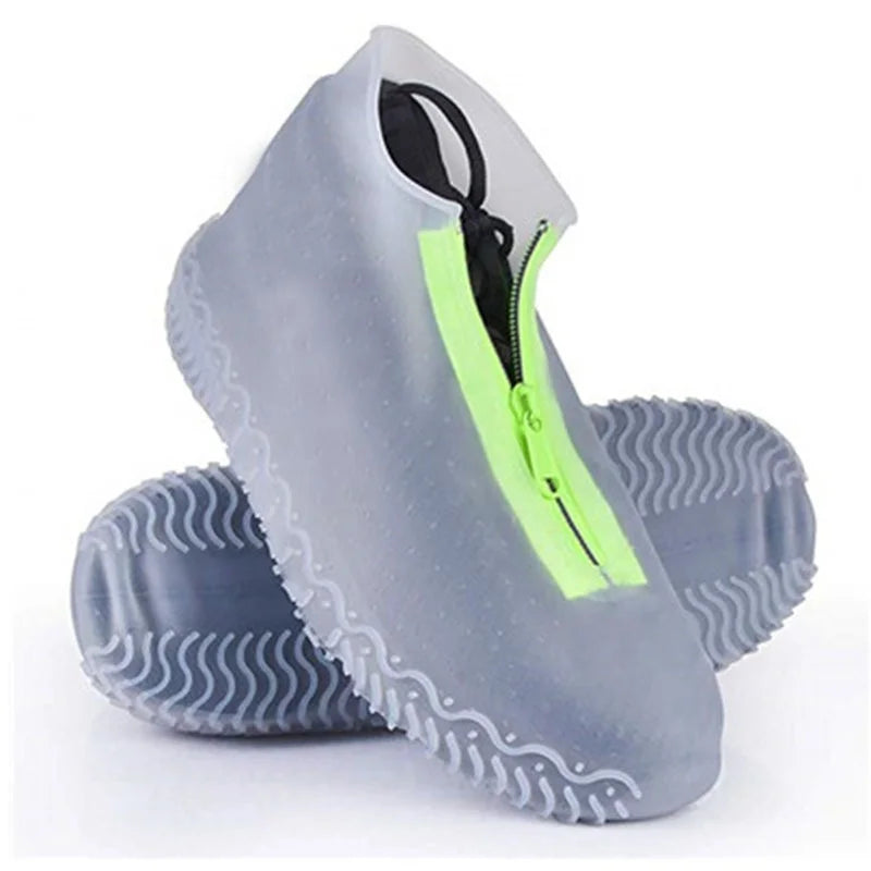 Zipper Rain Boots Waterproof Shoe Cover Silicone Unisex Outdoor Solid Waterproof Non-slip Wear-Resistant Reusable Easy Wearing