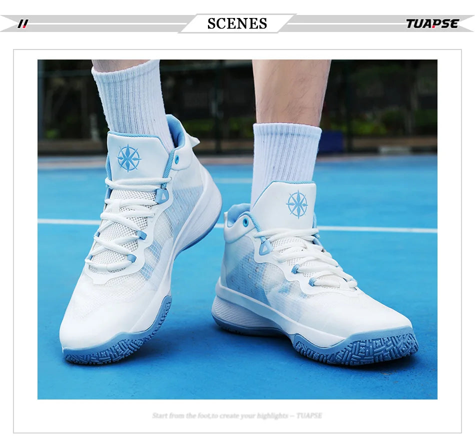 Men's Trend Practical Basketball Shoes Cushioning Elasticity Training New Anti-Skid Breathable Sport Shoes Size 38-45