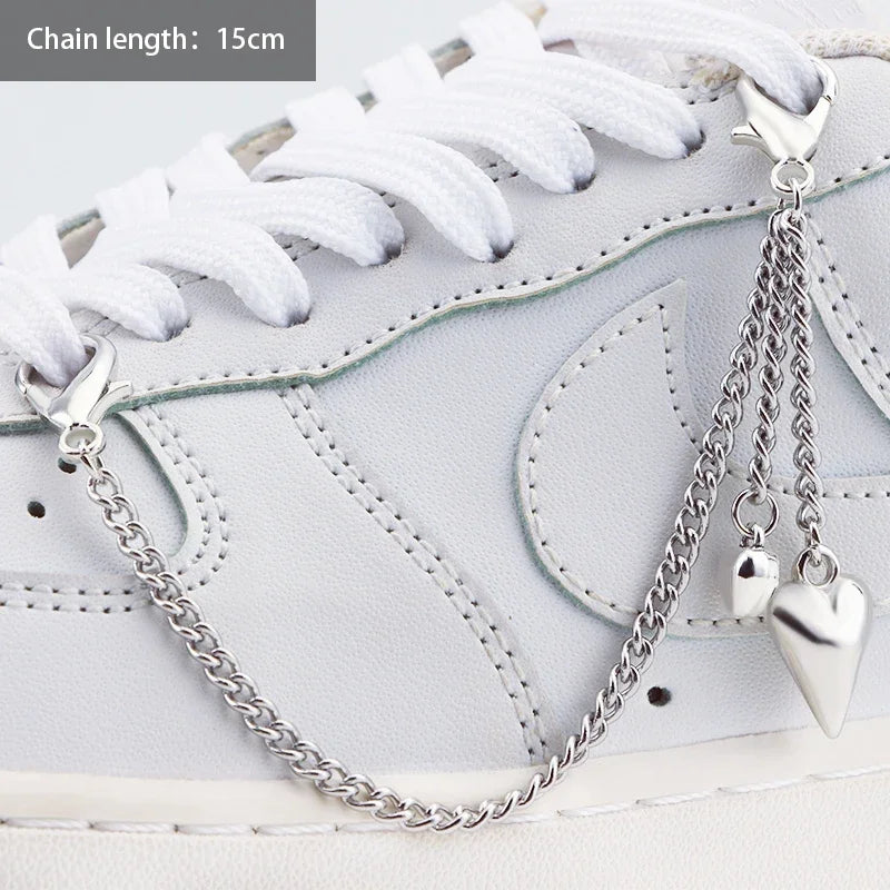 1PCS DIY Heart Star Pearl Shoe Chain Punk Original Detachable Studded Pentagram Shoe Accessories Jewelry Penda