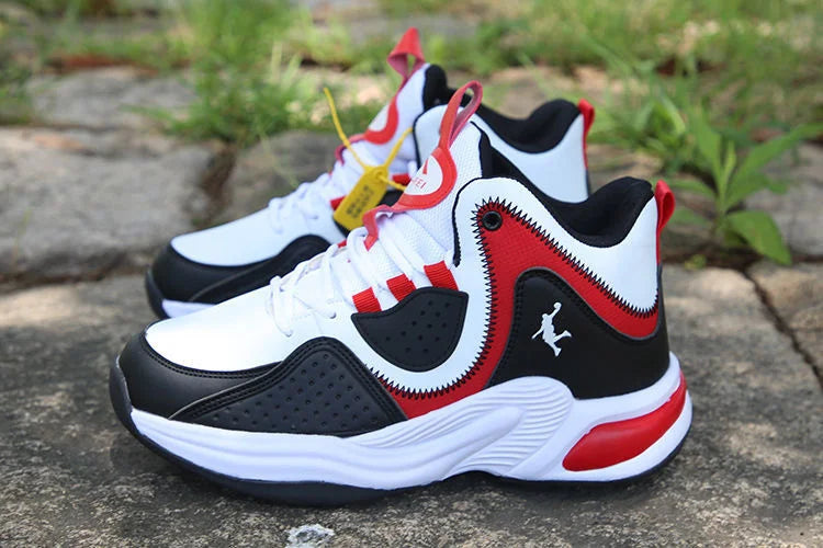 Men’s High-Top Basketball Shoes – Leather, Non-Slip, Cushioned Outdoor Sneakers