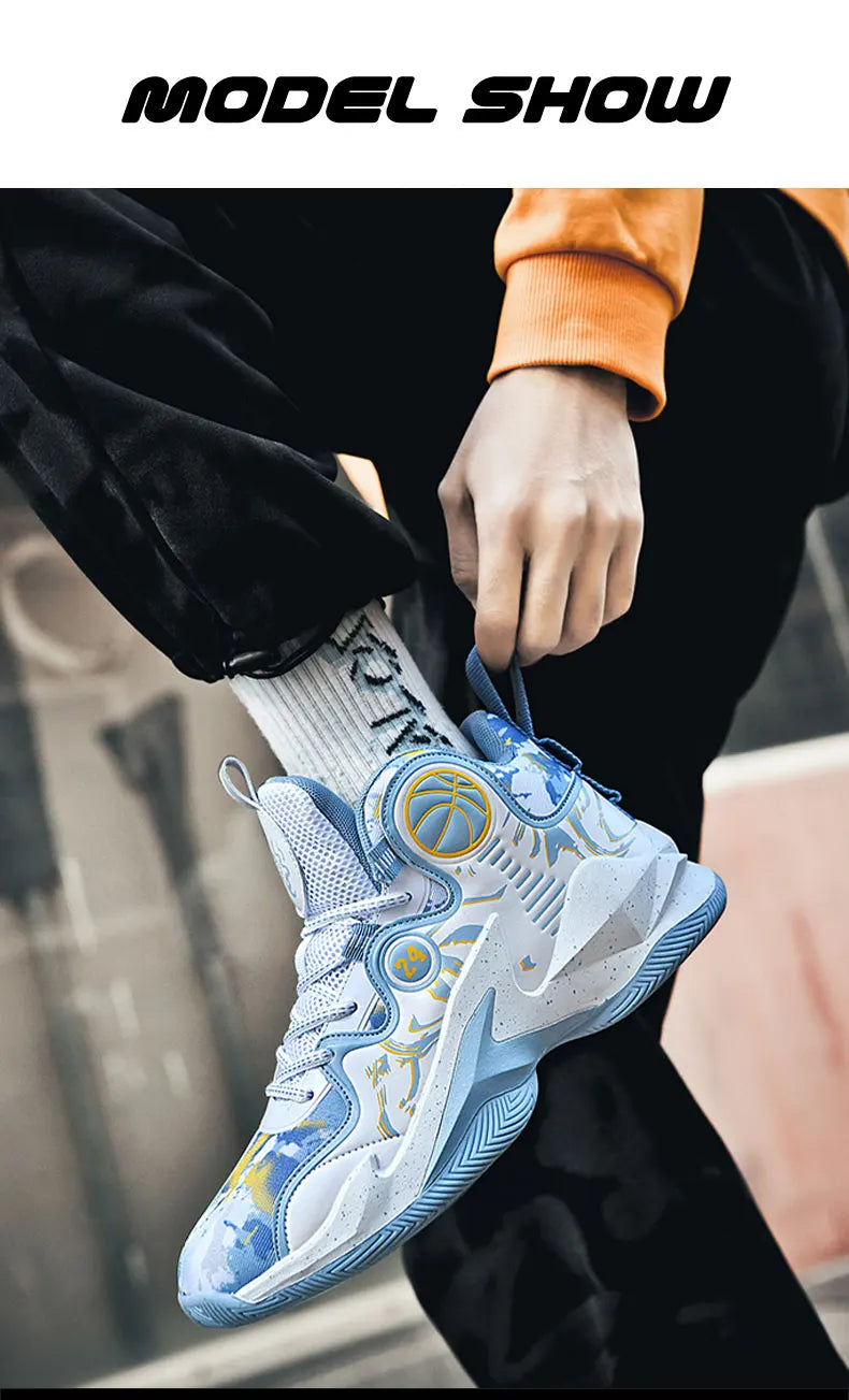 Men’s Basketball Shoes – Non-Slip, Breathable Outdoor Sneakers with Graffiti Design