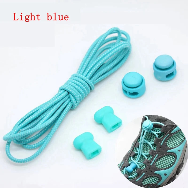 1 Pair 22 Colors Elastic Shoelaces Round Locking No Tie Shoe Laces  Adult Quick Lazy Laces Rubber Sneakers Shoelace T1