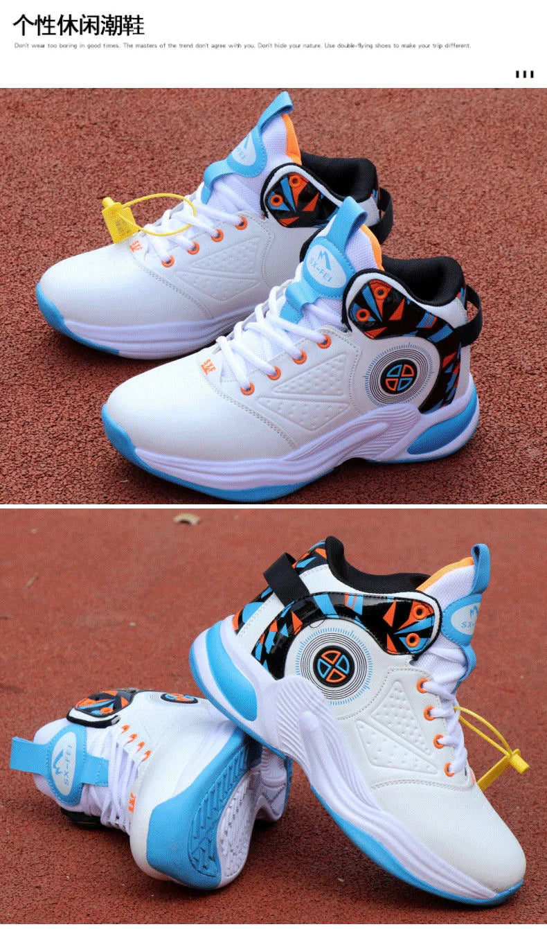 Men’s High-Top Basketball Shoes – Leather, Non-Slip, Cushioned Outdoor Sneakers