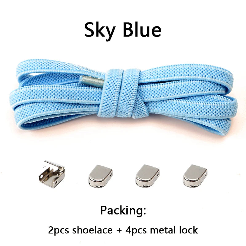 4Pcs No Tie Shoelaces Metal Buckles Elastic for Sneakers One Size Fits All Adult Quick Laces Lazy Sport Rubber Shoestrings