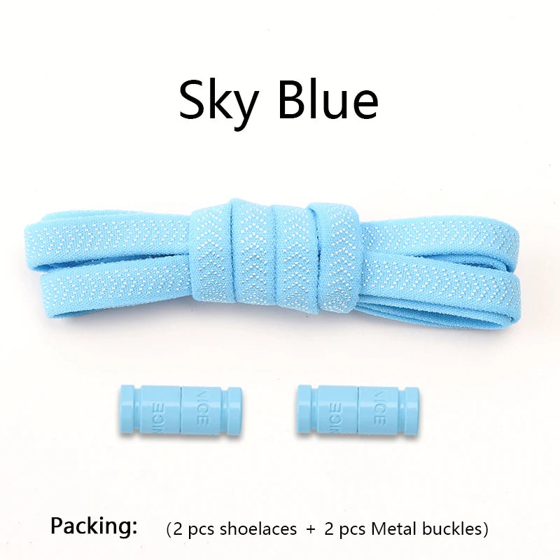 Colorful Capsule Lock Shoelaces Without ties Elastic Laces Sneakers No Tie Shoe laces Kids Adult Flat Quick Shoelace for Shoes