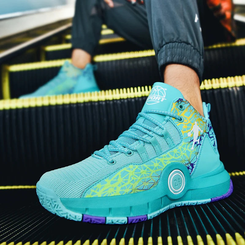 Basketball Shoes Men Field Training Non-slip High-top Luxyry Design Mesh Breathable Sneakers Pro Basketball Boots