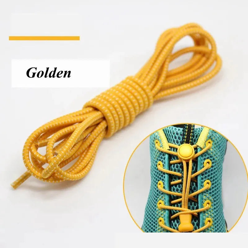 1 Pair 22 Colors Elastic Shoelaces Round Locking No Tie Shoe Laces  Adult Quick Lazy Laces Rubber Sneakers Shoelace T1