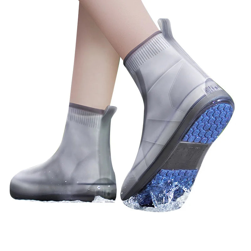 Reusable Rain Boots Waterproof Rain Shoes Covers Non Slip Silicone Overshoes Unisex Rubber Water Resistant Shoe Covers Rainy Day