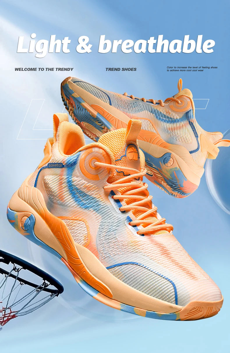 Men’s Mid Basketball Shoes – Non-Slip, Cushioned Outdoor Workout Sneakers