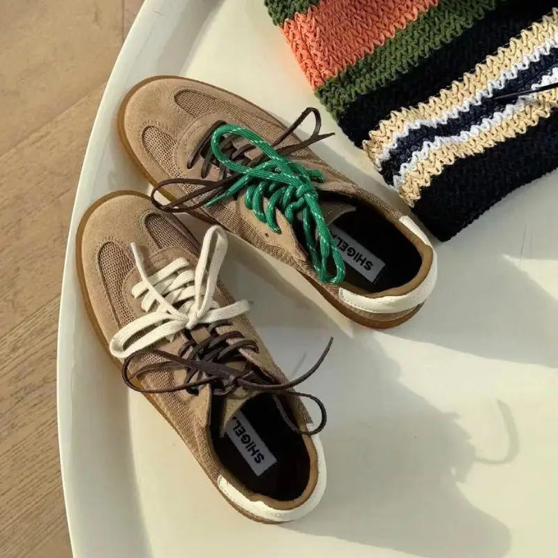 Individual Shoes Laces 4 Pcs Vintage Miu Round Flat Leather Combination DIY Sports Shoelaces Vintage DE Training Shoelaces