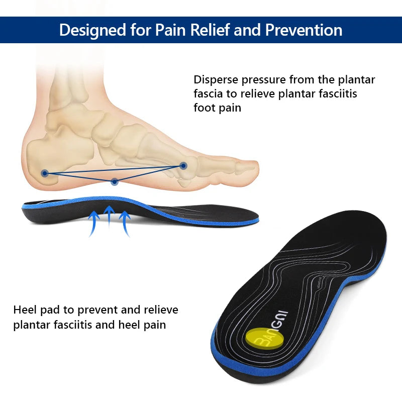 Arch/Heel Pain Relief Orthotic Insoles Foot Valgus Flat Feet Shoes Insert Shock-Absorption Comfort All Day for Woman Men