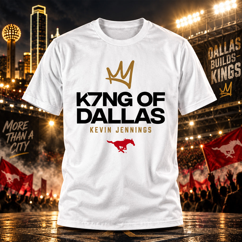 SMU Mustangs Football Kevin Jennings K7NG Of Dallas Graphic Shirt for College Football Fans