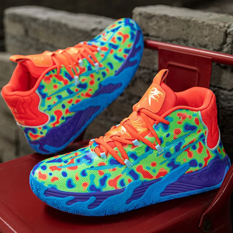 High-Top Basketball Sneakers – Breathable Cushioned Sports Shoes