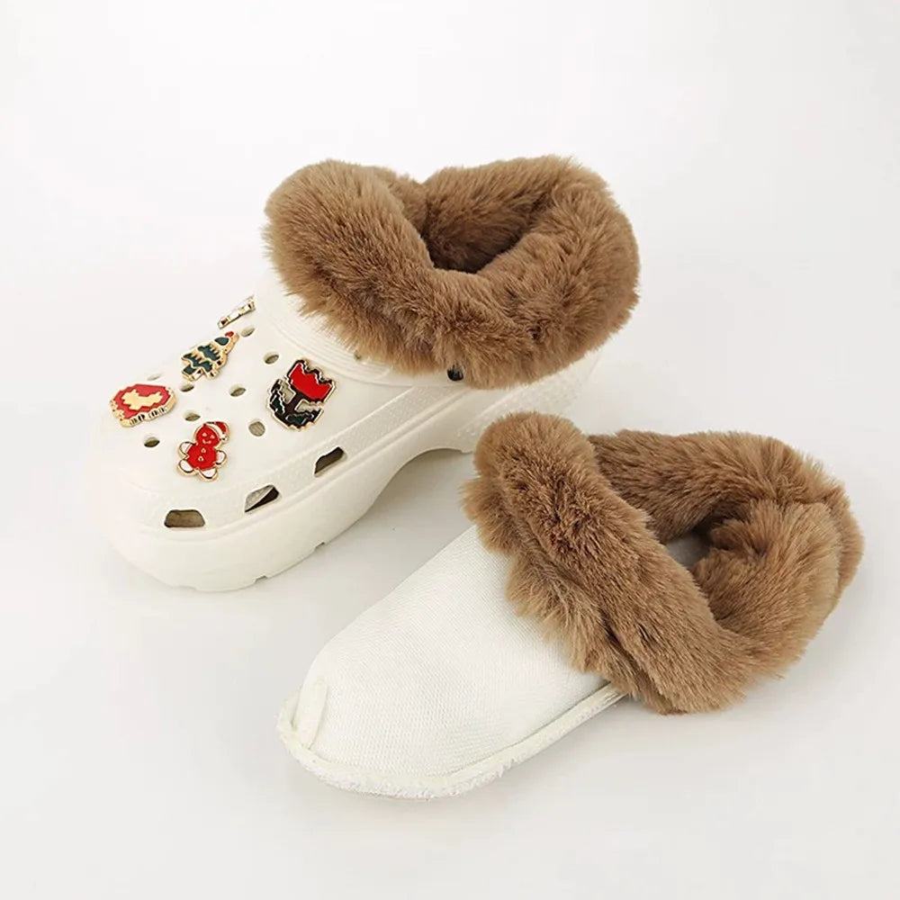 1 Pair Winter Warm Insoles For Women Men Thickened Plush Fur Lining Inserts clogs Lining Shoes Pads Removable Clogs Shoe Covers