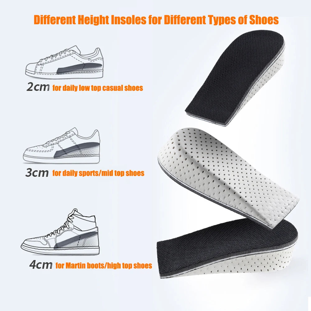 2-4cm Memory Foam Insoles for Shoes Men Height Increase Templates Breathable Sweat-absorbent Insoles for Feet Running Accessorie