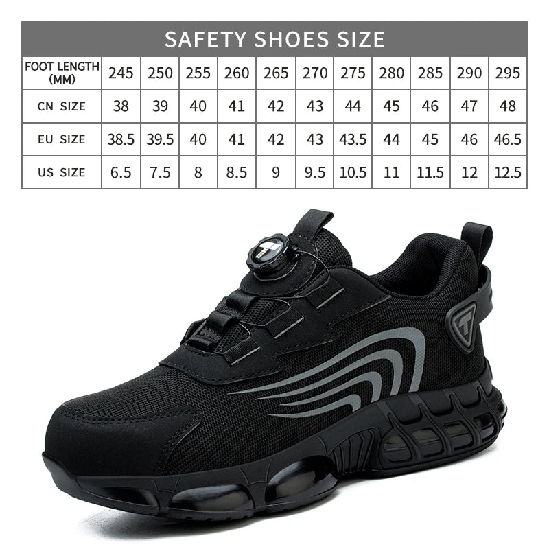 Rotary Button New Safety Shoes For Men, Anti-Impact And Anti-Piercing Work Shoes, Fashionable Men's sports Shoes, and Safety