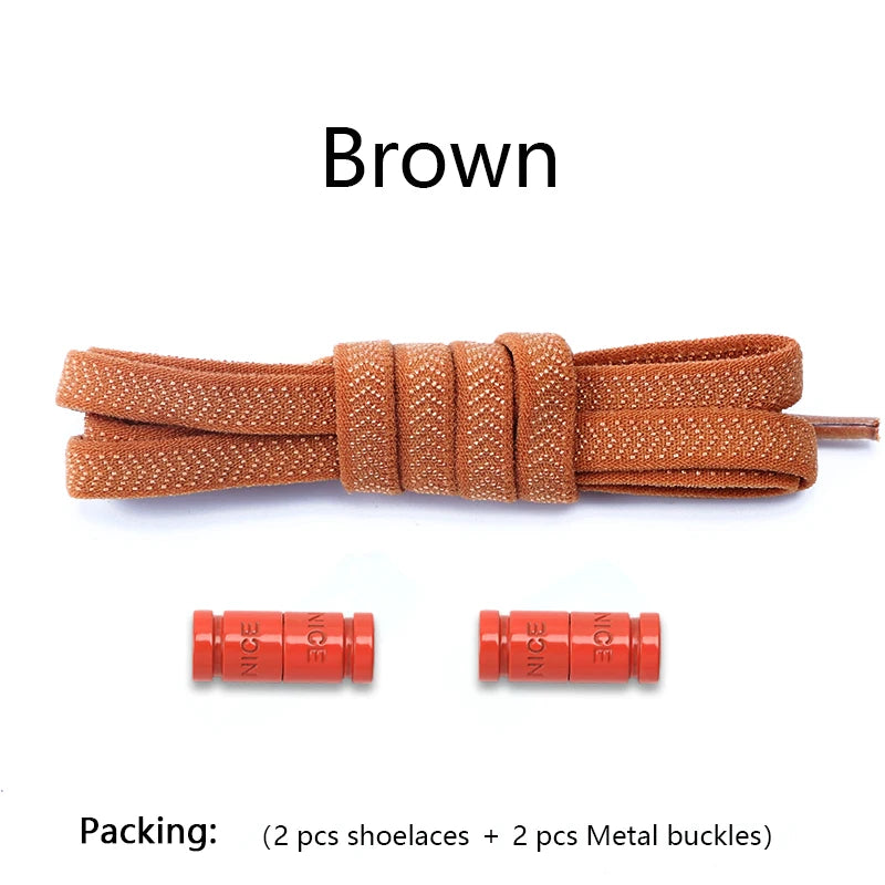 Colorful Capsule Lock Shoelaces Without ties Elastic Laces Sneakers No Tie Shoe laces Kids Adult Flat Quick Shoelace for Shoes