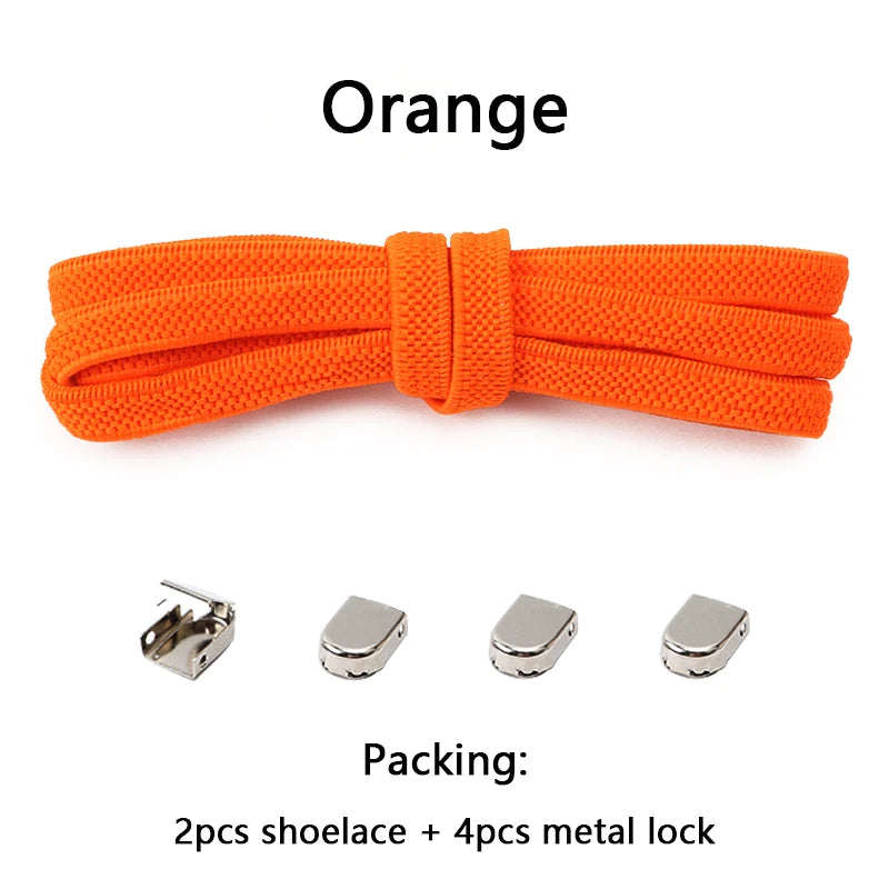 4Pcs No Tie Shoelaces Metal Buckles Elastic for Sneakers One Size Fits All Adult Quick Laces Lazy Sport Rubber Shoestrings
