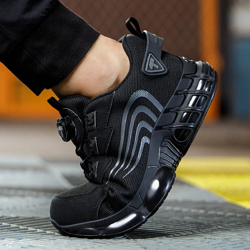 Rotary Button New Safety Shoes For Men, Anti-Impact And Anti-Piercing Work Shoes, Fashionable Men's sports Shoes, and Safety