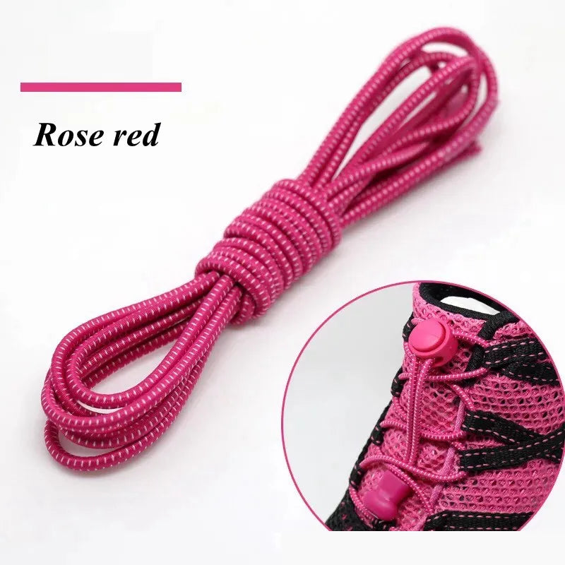 1 Pair 22 Colors Elastic Shoelaces Round Locking No Tie Shoe Laces  Adult Quick Lazy Laces Rubber Sneakers Shoelace T1