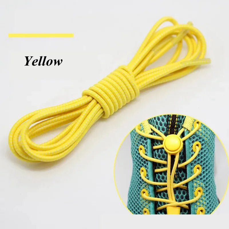 1 Pair 22 Colors Elastic Shoelaces Round Locking No Tie Shoe Laces  Adult Quick Lazy Laces Rubber Sneakers Shoelace T1