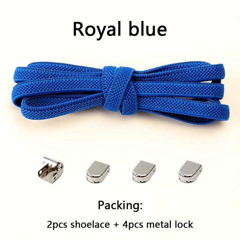 4Pcs No Tie Shoelaces Metal Buckles Elastic for Sneakers One Size Fits All Adult Quick Laces Lazy Sport Rubber Shoestrings