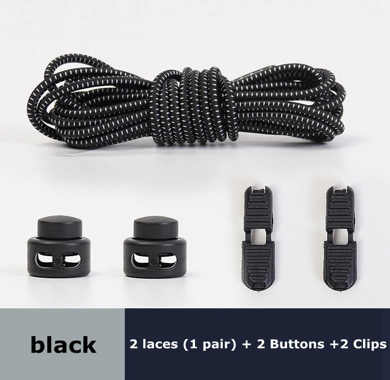 Round Shoe Laces Elastic No Tie Shoelaces Plastic Lock Suitable For All Sports Shoes Accessories Lazy Shoe Lace Rubber band