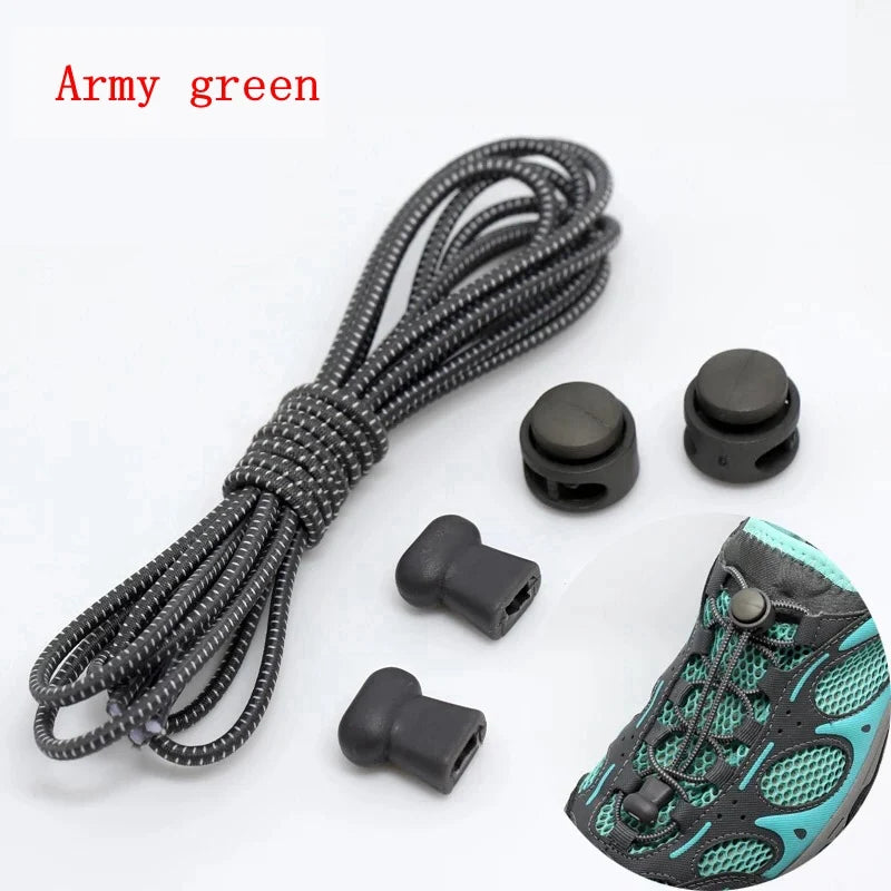 1 Pair 22 Colors Elastic Shoelaces Round Locking No Tie Shoe Laces  Adult Quick Lazy Laces Rubber Sneakers Shoelace T1
