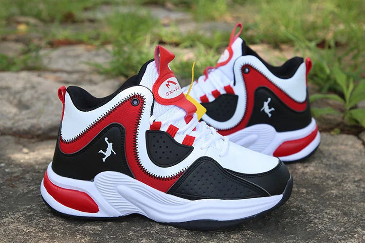 Men’s High-Top Basketball Shoes – Leather, Non-Slip, Cushioned Outdoor Sneakers