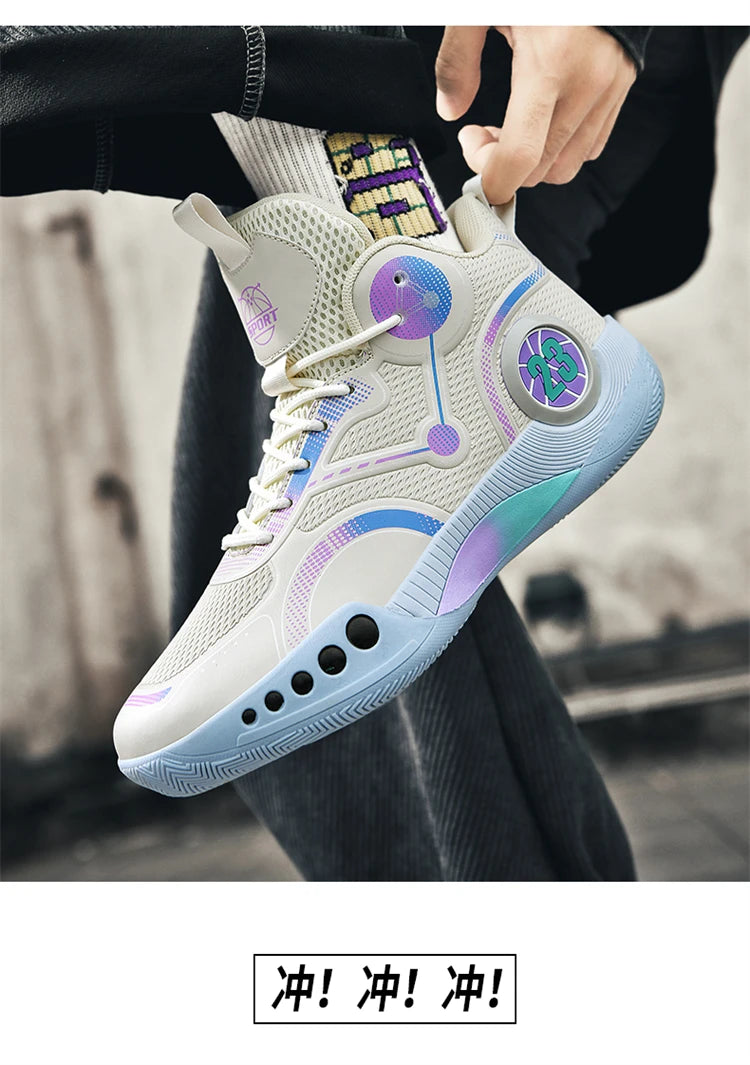 Men's Basketball Shoes Breathable Cushioning Non-Slip Wearable Sports Shoes Gym Training Athletic Basketball Sneakers for Women
