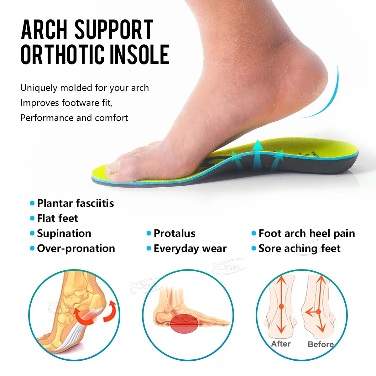 Arch Support Insole Orthopedic Insole Men Women Sport Shoe Insert Flat Foot Shoe Pad Size 35-46