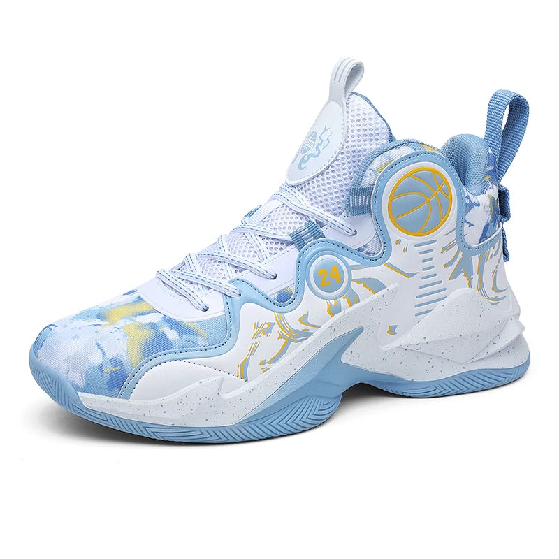 Men’s Basketball Shoes – Non-Slip, Breathable Outdoor Sneakers with Graffiti Design
