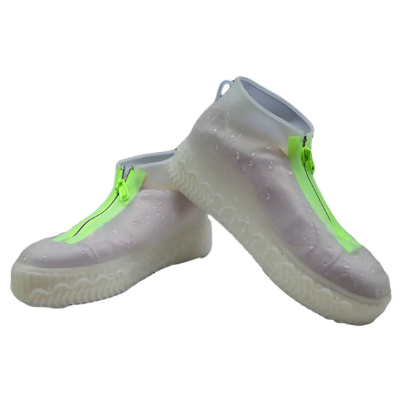 Zipper Rain Boots Waterproof Shoe Cover Silicone Unisex Outdoor Solid Waterproof Non-slip Wear-Resistant Reusable Easy Wearing