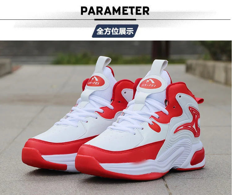 Men’s High-Top Basketball Shoes – Leather, Non-Slip, Cushioned Outdoor Sneakers