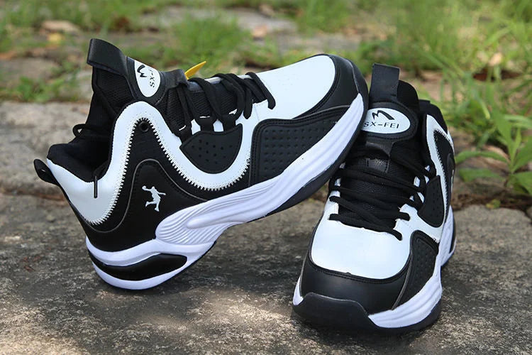 Men’s High-Top Basketball Shoes – Leather, Non-Slip, Cushioned Outdoor Sneakers