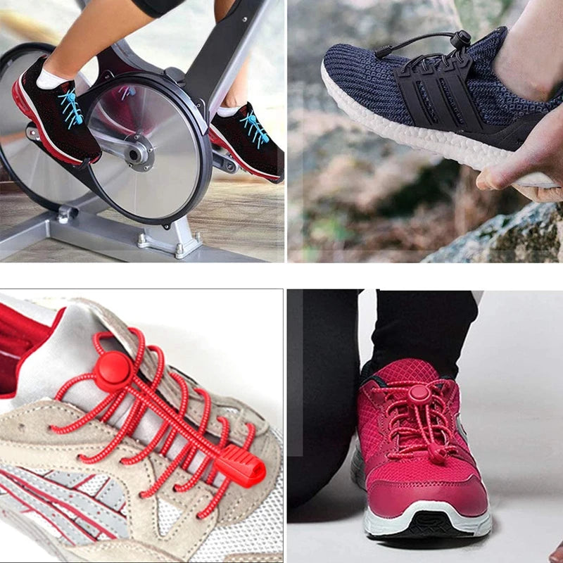 Round Shoe Laces Elastic No Tie Shoelaces Plastic Lock Suitable For All Sports Shoes Accessories Lazy Shoe Lace Rubber band