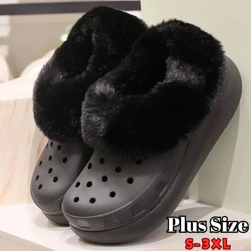 1Pair Plus Size Winter Warm Shoe Cover Clog Fur Lining Replacement Thicken Shoe Pads Clogs Slippers Plush Liner Shoe Accessories