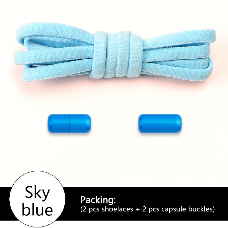 Elastic laces Sneakers Colorful Options No tie Shoelace for Sports Round Shoelaces without ties Adult Shoes Accessories
