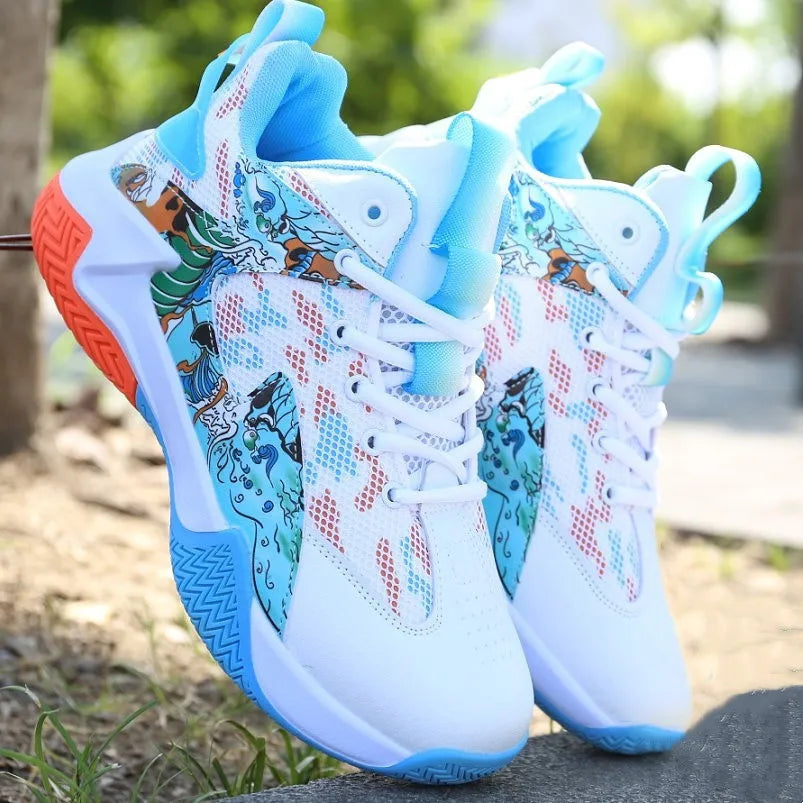 Men’s High-Top Basketball Shoes – Lightweight Cushioned Sneakers for Outdoor Training