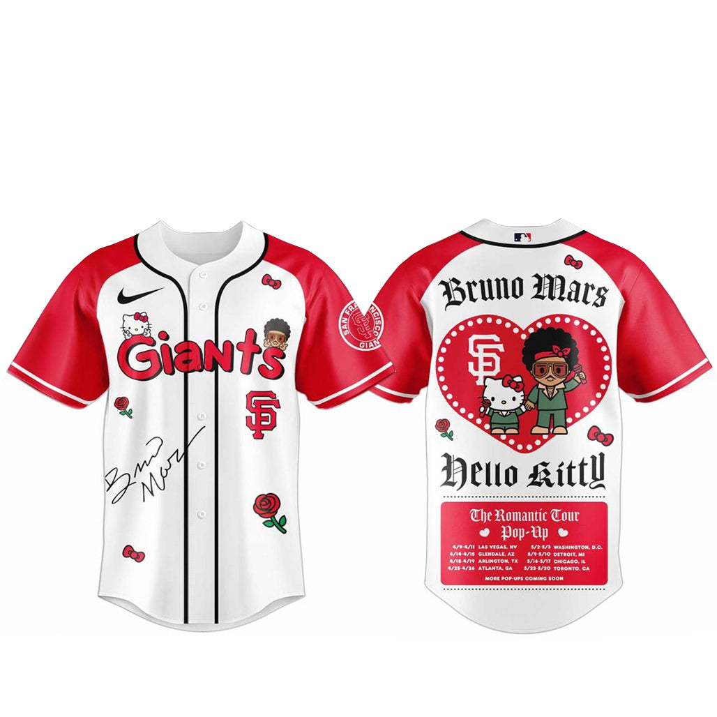 San Francisco Giants Bruno Mars x Hello Kitty 2026 The Romantic Tour Baseball Jersey