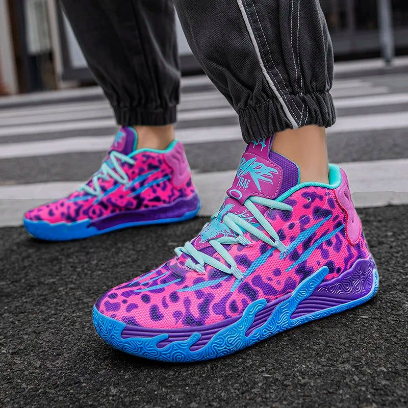 High-Top Basketball Sneakers – Breathable Cushioned Sports Shoes
