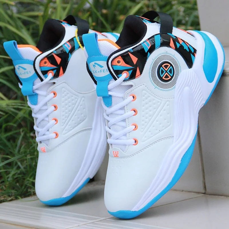 Men’s High-Top Basketball Shoes – Leather, Non-Slip, Cushioned Outdoor Sneakers